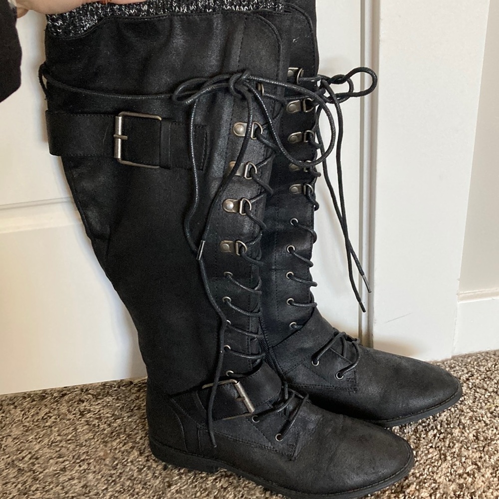 Black under the knee boots